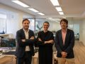 El CEO de Talento, Diego Carbajosa; la cofundadora Raquel Quiroga; y el director de Estrategia, César Hernández, en la sede central de A Coruña
