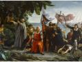 Primer desembarco de Cristobal Colon en America, cuadro en el Salon Real de Maria Pita