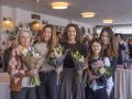 La presidenta de la Fundación Amador de Castro, Rosa Torre Fouz (a la izquierda), junto a sus hijas Marta, Susana y Blanca, esta mañana, en el primer aniversario de la entidad