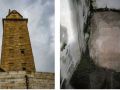 A la izquierda, construcción en donde se aloja la piedra con la inscripción. A la derecha, una sombra se proyecta sobre el habitáculo, más iluminado en estos días de invierno