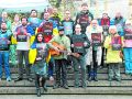 AGA-Ucraína asiste a tres compatriotas cada día en sus oficinas de A Coruña La comunidad ucraniana en A Coruña, durante una concentración reciente