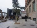 El PP invita a Inés Rey a ir a la nueva parada de bus del teatro Colón y comprobar "su chapuza" Camiones y autobuses junto al teatro Colón