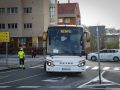 Un bus habilitado por Renfe, en los aledaños de la estación de tren de A Coruña