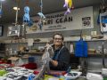 Teri Ceán, en su puesto de la plaza de Lugo
