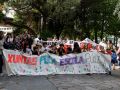Un momento de la movilización educativa, esta tarde, en Cuatro Caminos