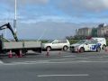 Semáforo roto tras un accidente en el Paseo Marítimo de A Coruña