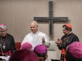 El papa León XIV, este lunes, en su visita a la Conferencia Episcopal Española