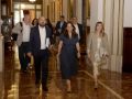 El edil de Hacienda, José Manuel Lage; la alcaldesa, Inés Rey, y la concejala de Bienestar Social, Nereida Canosa