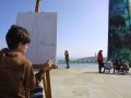 Uno de los niños que participó en el concurso de pintura en el Millenium de A Coruña