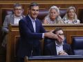 El presidente del Gobierno, Pedro Sánchez, durante su intervención en el pleno del Congreso
