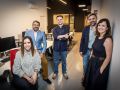 Miembros de Proximia, esta tarde en su nueva oficina de HI Coruña