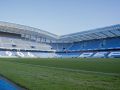 Riazor, vacío, con la zona de Preferencia al fondo a la derecha