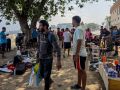 Migrantes en la playa de El Trampolín de Ceuta