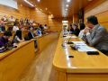 Un momento de la reunión de Consello de Goberno, esta mañana, en el Rectorado