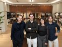 Matteo Mantellassi, Fausto Vannini, Arianna del Pero y Brando Mantellassi, en la inauguración de la sede de Manteco en Sabón