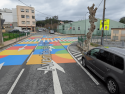 Recreación de pintar en el asfalto en las calles de Arteixo