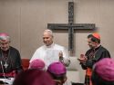 El papa León XIV, este lunes, en su visita a la Conferencia Episcopal Española