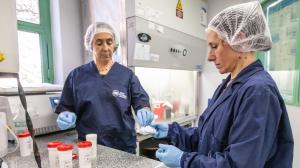 ADos técnicas trabajan en un laboratorio en Argentina, que envió a países de África y Europa, entre ellos España, material para la detección del virus