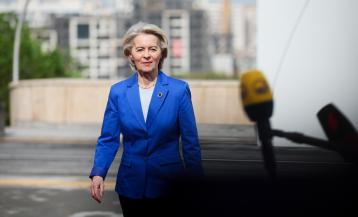 Von der Leyen, este lunes, en la ceremonia de bienvenida de la CPE