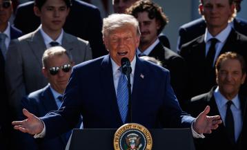 El presidente de Estados Unidos, Donald Trump, durante una rueda de prensa este viernes en la Casa Blanca