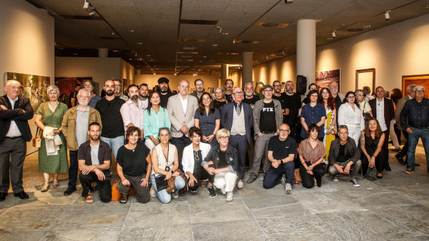 Los participantes en Estudios Abertos, con INés Rey y Gonzalo Castro en el centro