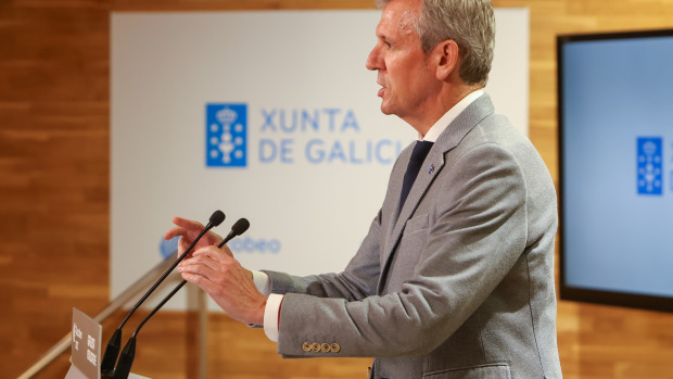 Alfonso Rueda, durante la rueda de prensa posterior a la reunión del Consello de este lunes