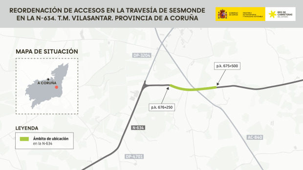 Plano de situación de Sesmonde, en Vilasantar