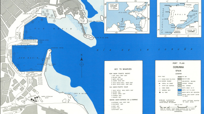 Mapa que elaboró la CIA en 1953 sobre el puerto de A Coruña