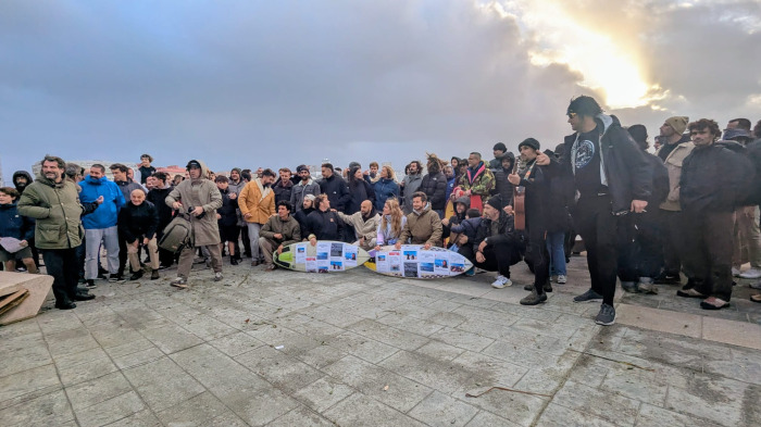 Protesta de los surfistas en A Coruña