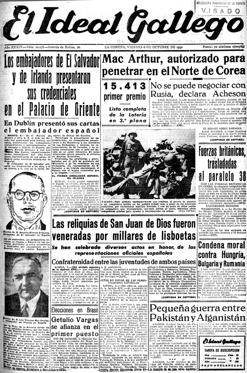 Portada del 6 de octubre del año 1950
