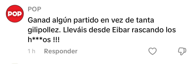 Comentarios en la cuenta del Deportivo en TikTok