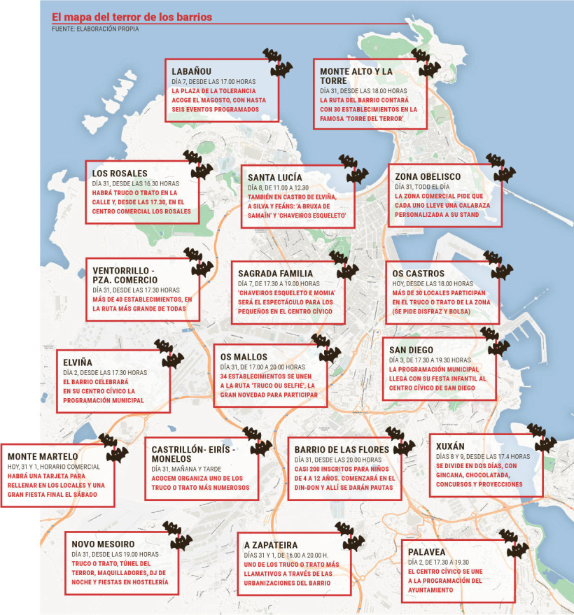 El mapa de Halloween en la ciudad