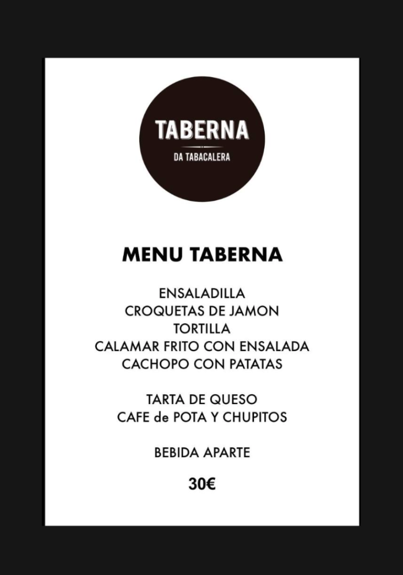 Uno de los menús de la Taberna da Tabacalera