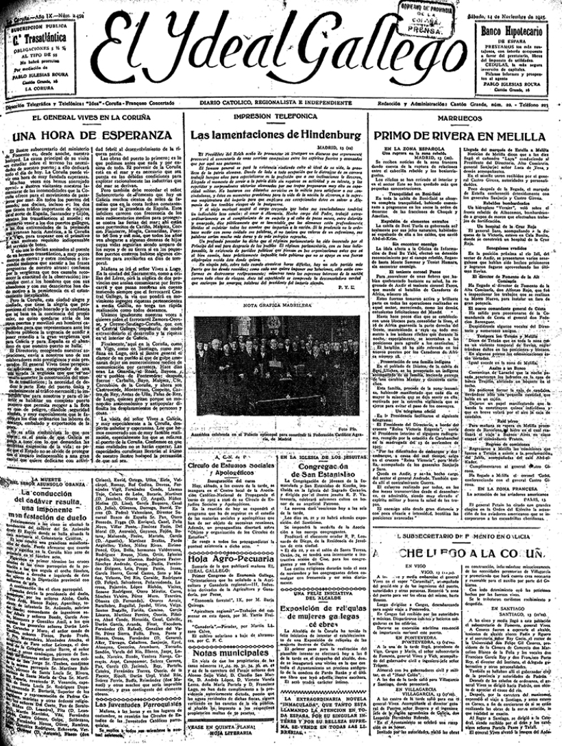Sábado, 14 de noviembre de 1925