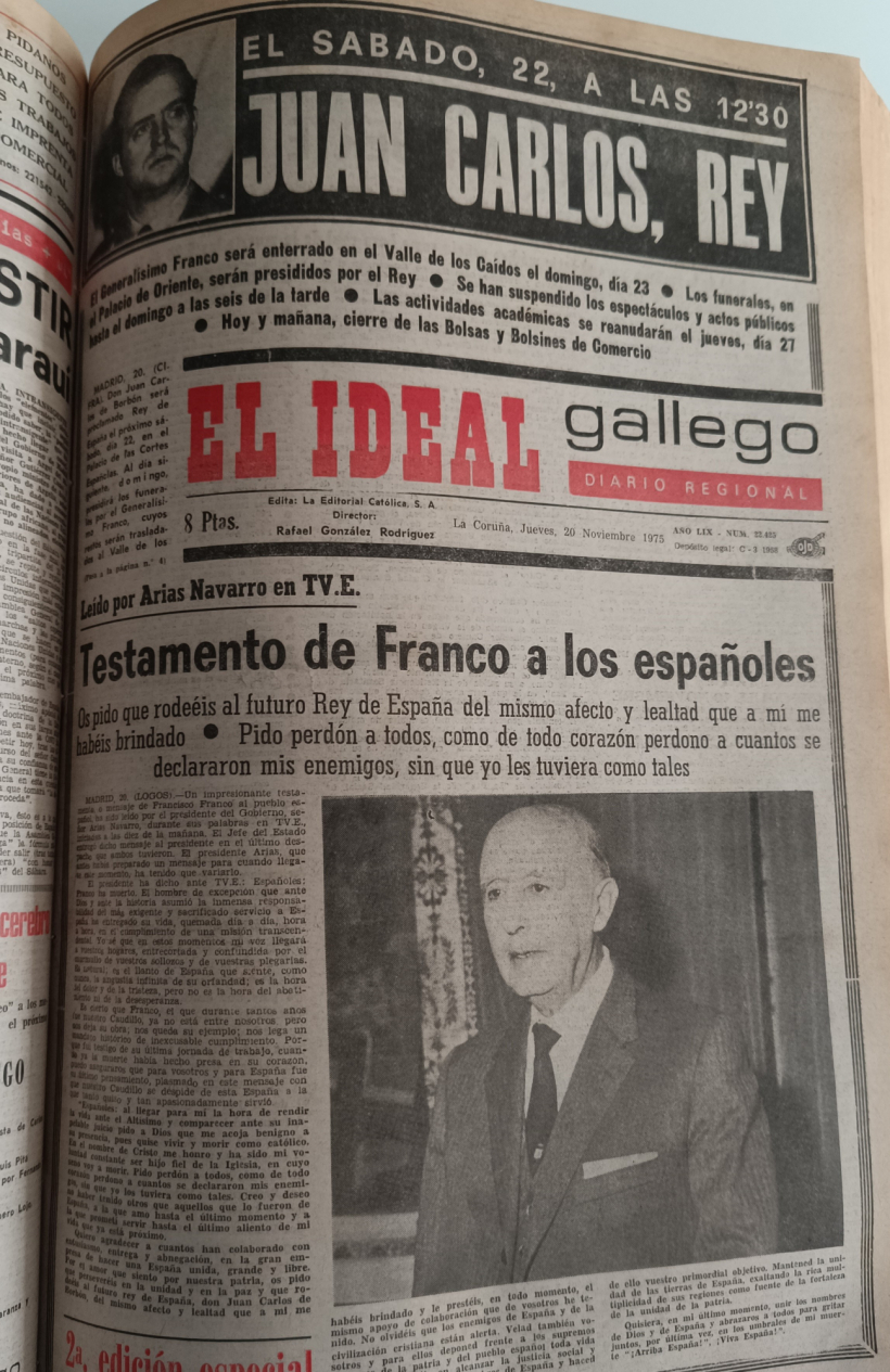 Segunda edición de El Ideal Gallego del 20 de noviembre de 1975