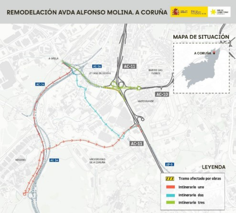 Itinerarios alternativos ante el corte en Alfonso Molina durante el mes de noviembre