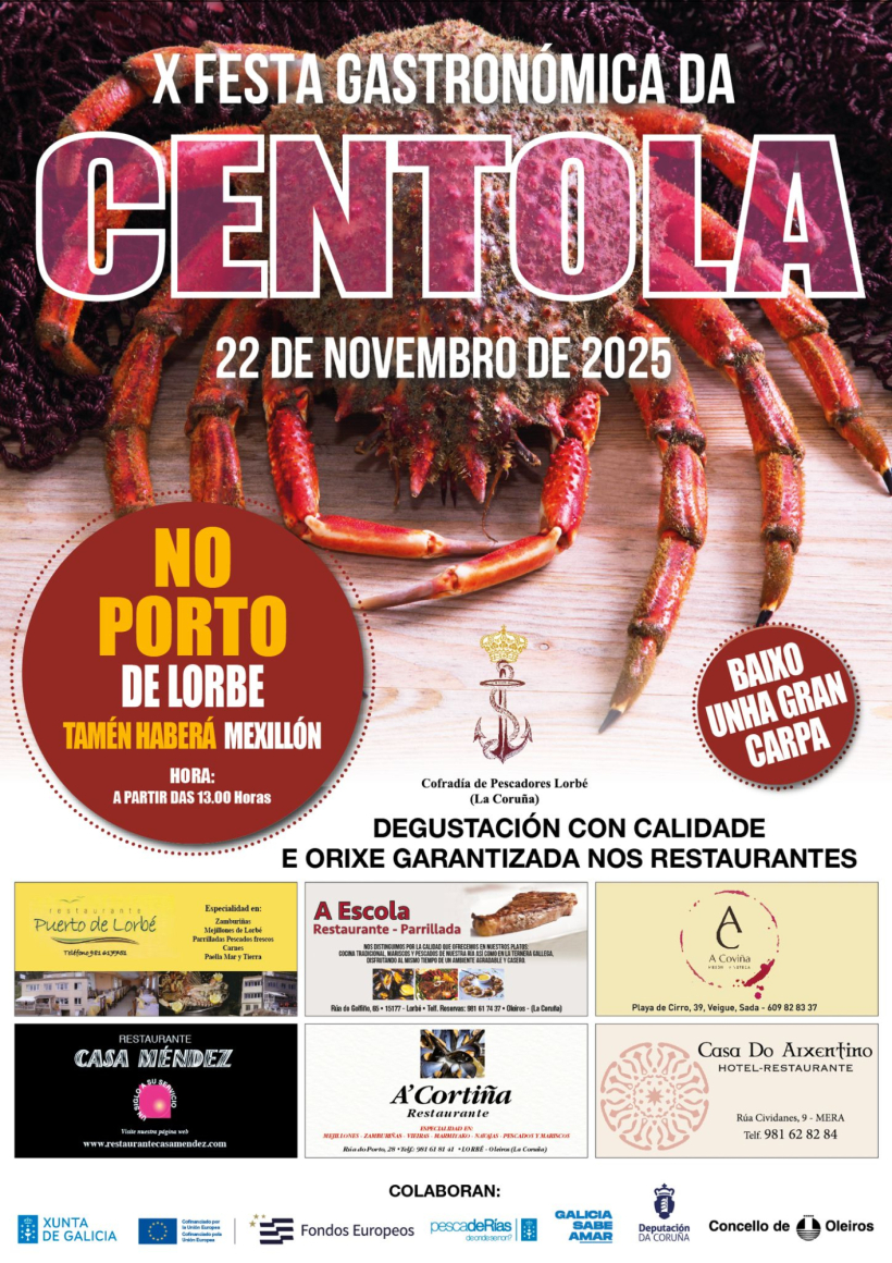 Cartel de la X Festa da Centola de Lorbé