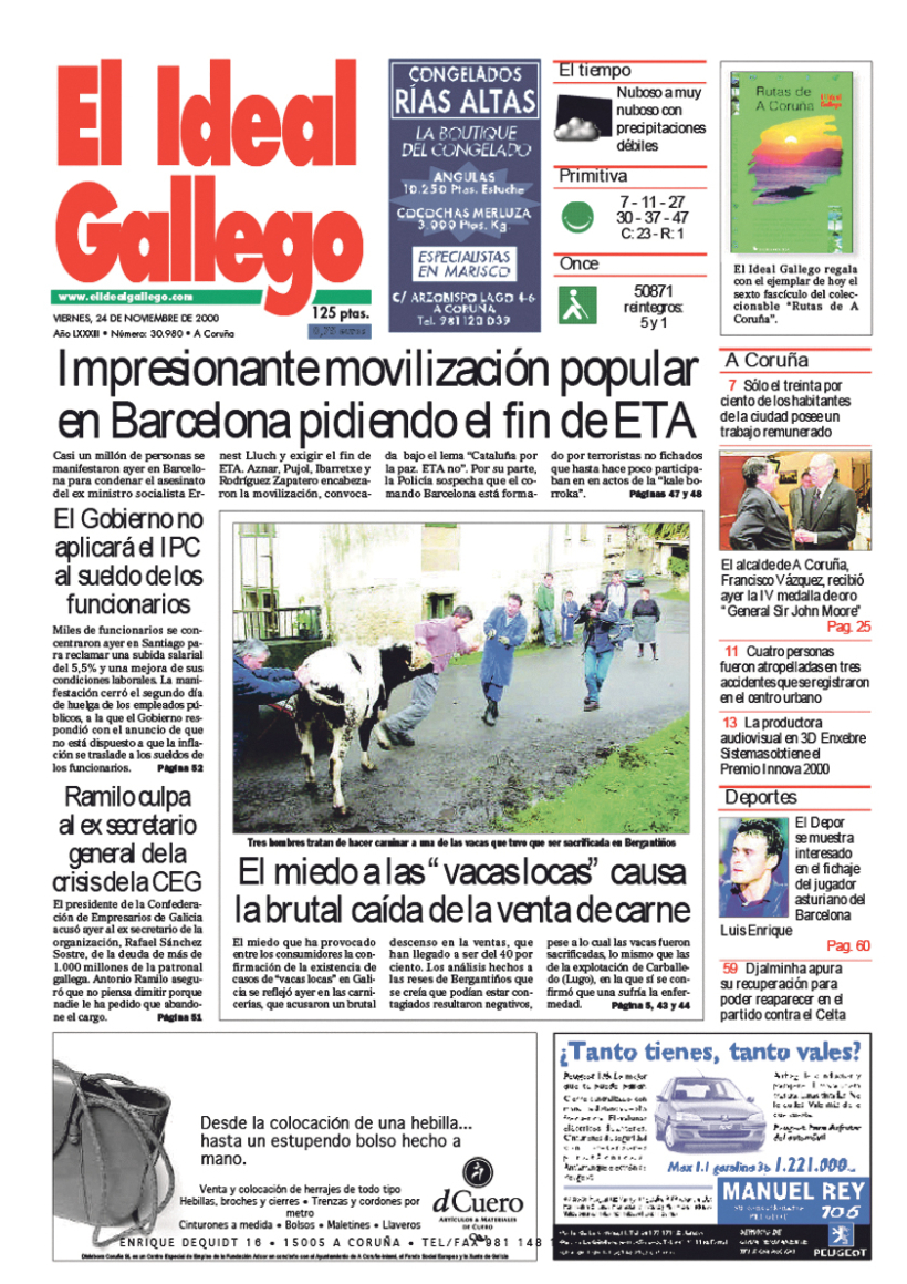 Portada del 24 de noviembre del 2000