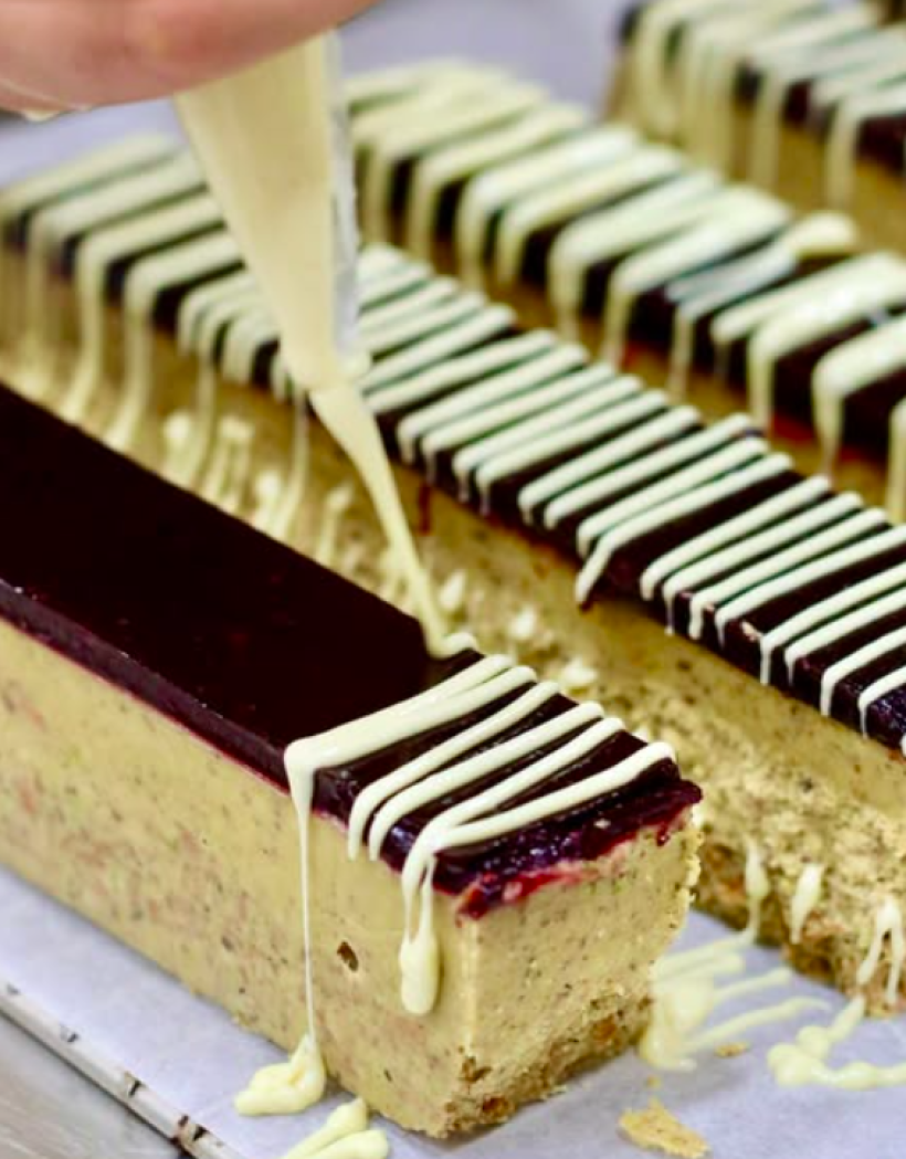 Turrón de pistacho y frambuesa