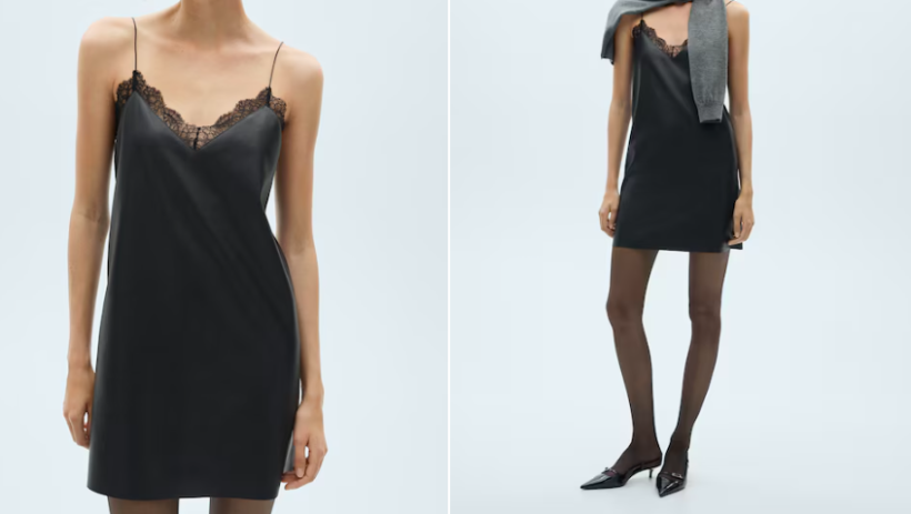 Vestido lencero efecto piel