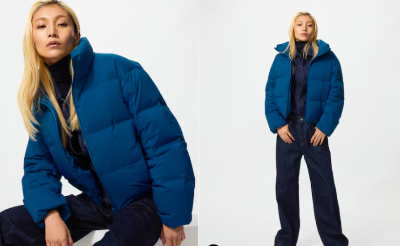 Plumas sin costuras en color azul de Uniqlo