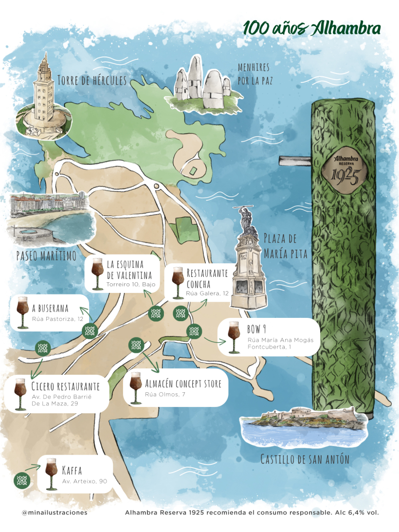 Mapa 1925 A Coruña - Mina Ilustraciones