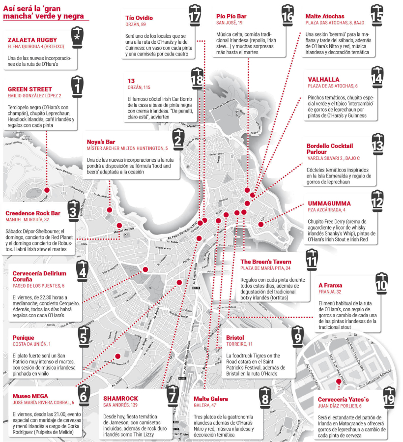 mapa de la ruta Pub Crawl