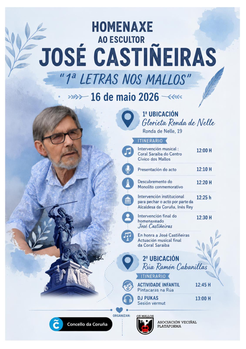 Cartel del homenaje al escultor José Castiñeiras