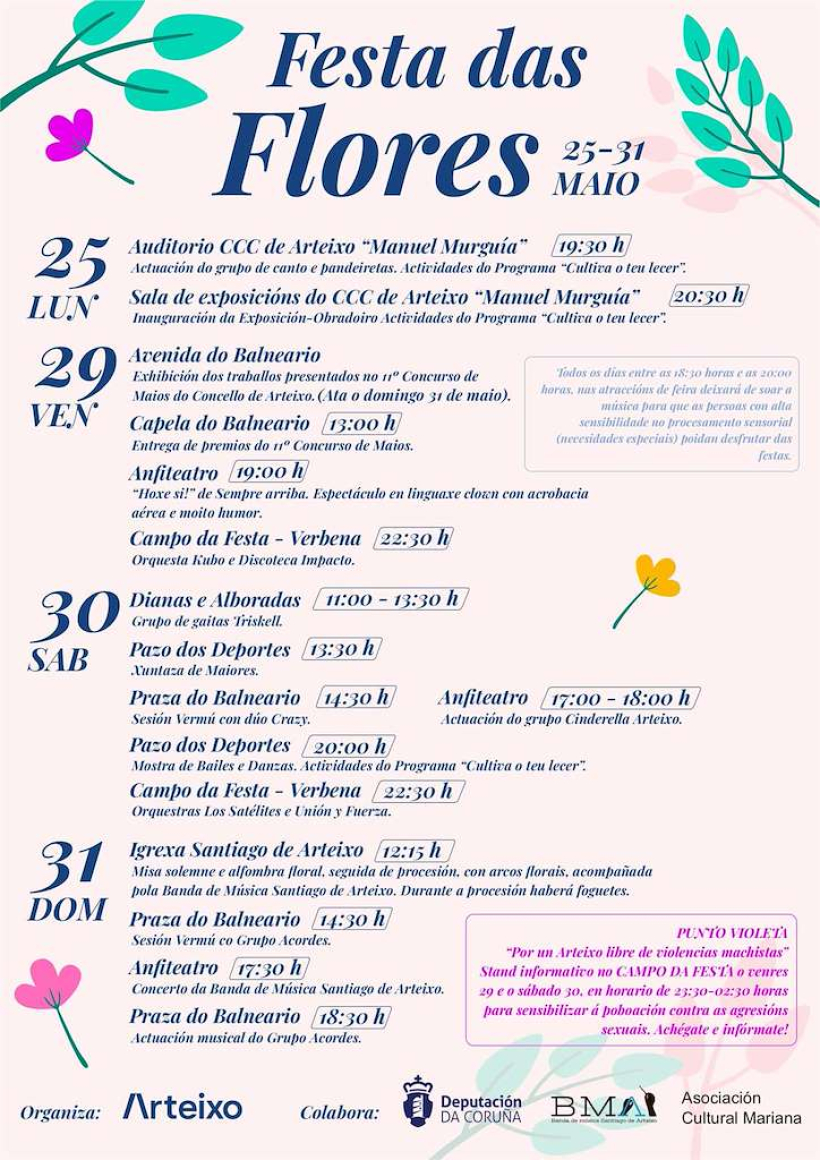 Cartel de las Festas das flores en Arteixo