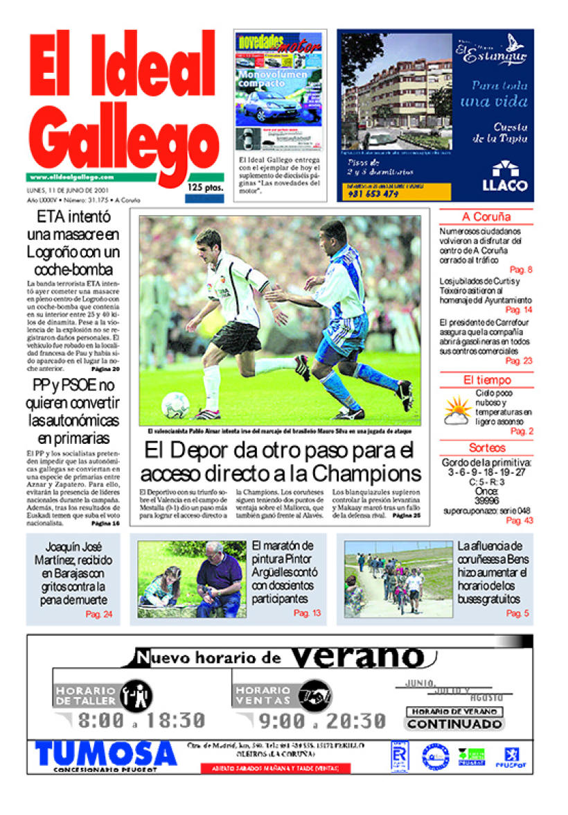 Portada del 11 de junio de 2001