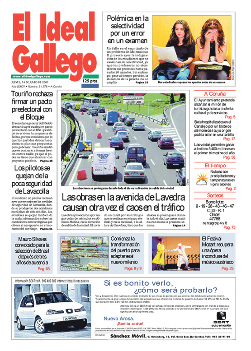 Portada del 14 de junio de 2001