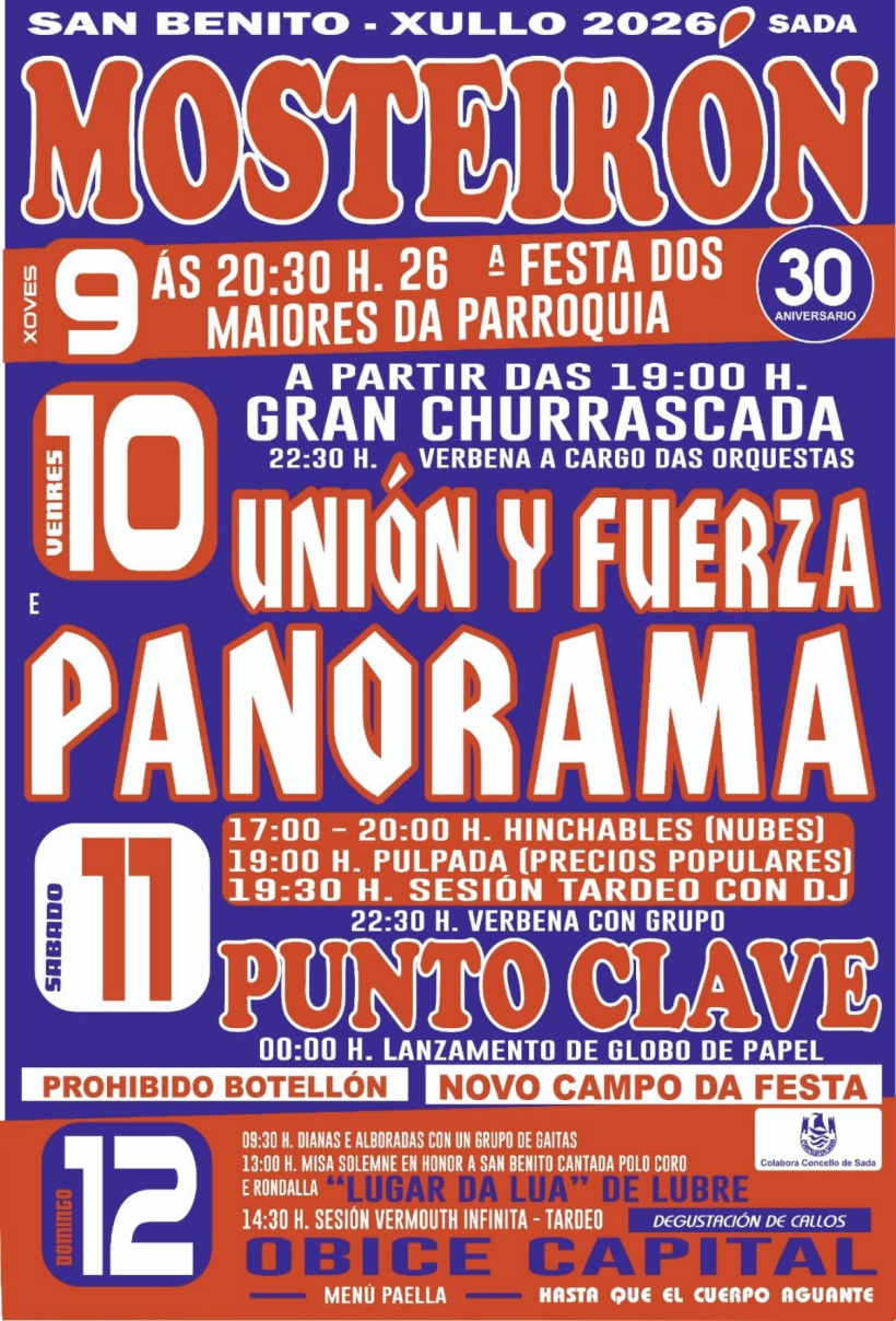 Cartel de las fiestas de Mosteirón 2026