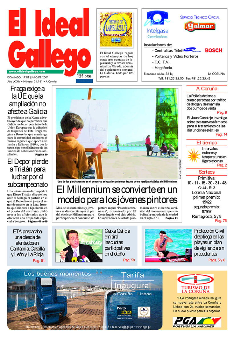 Portada de El Ideal Gallego del 17 de junio de 2001