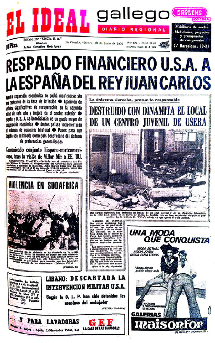 Portada de El Ideal Gallego del 18 de junio de 1976
